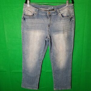 Apt 9 Capri Jeans Midrise Embellished Rhinestone Pockets‎ Stretch Women Size 14